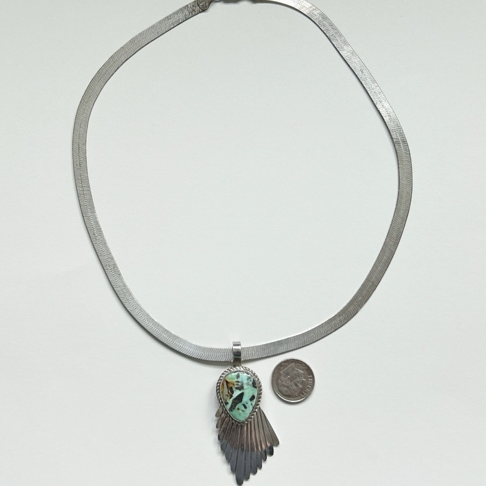 Stunning Vintage Southwestern Turquoise Sterling Silver Necklace - Picture 6 of 9